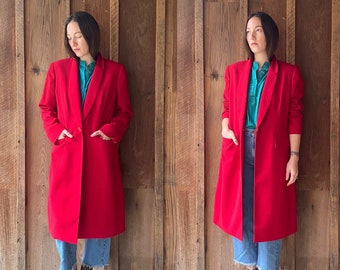 90s-00s red blazer duster jacket by Jones Studio