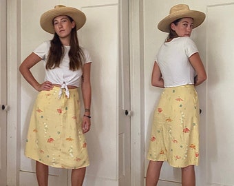 90s sunny floral linen skirt by Liz Claiborne