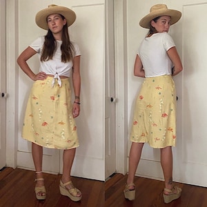90s sunny floral linen skirt by Liz Claiborne
