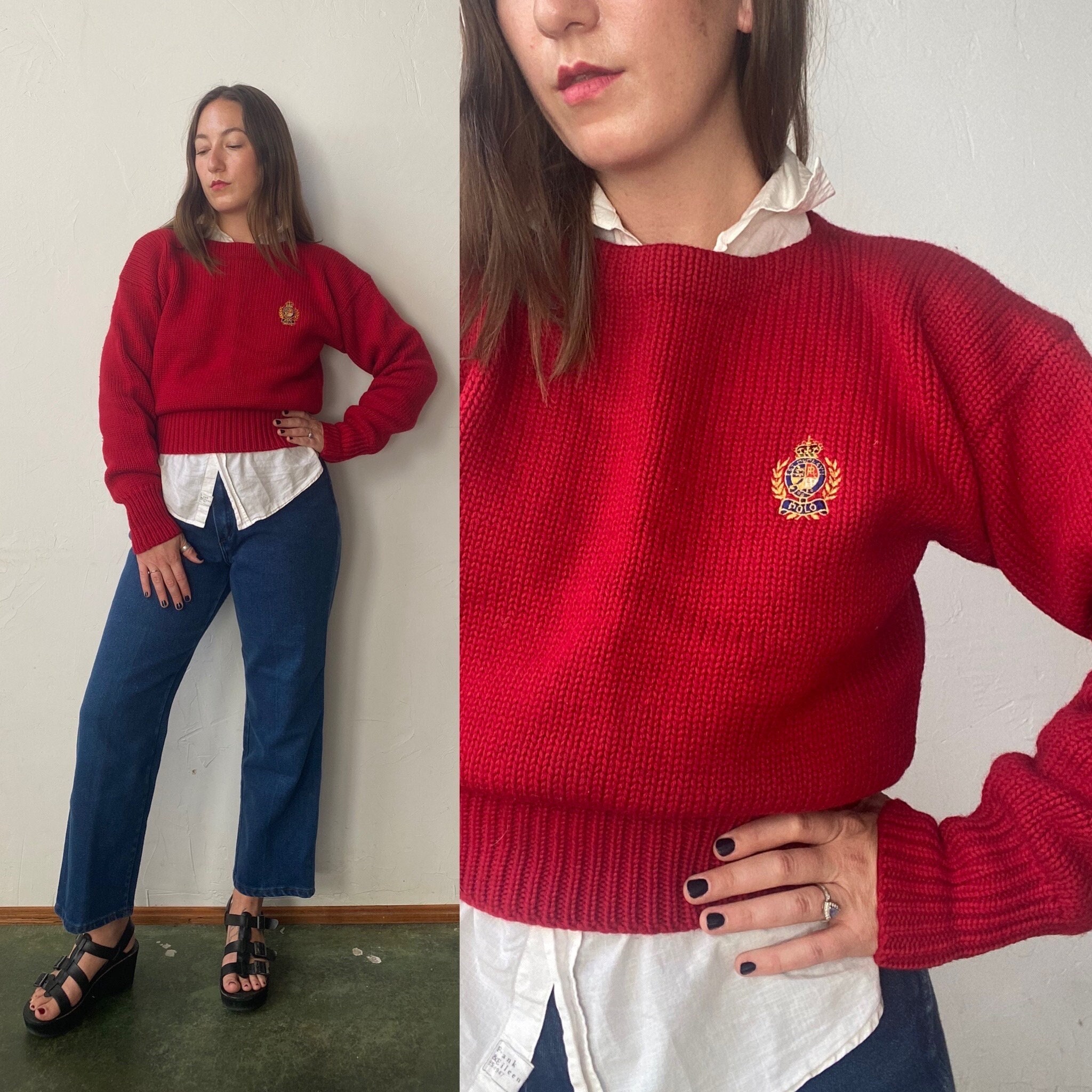 90s Polo Ralph Lauren Crest Wool Sweater 