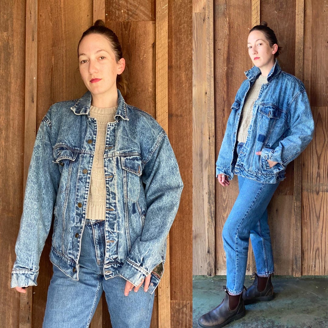 90s Acid Wash Oversized Denim Jacket With Paisley Lining - Etsy