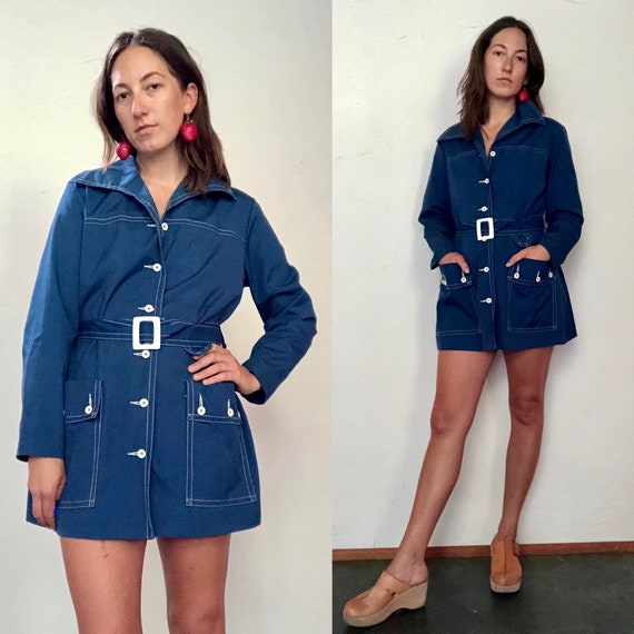 1960s indigo mini trench