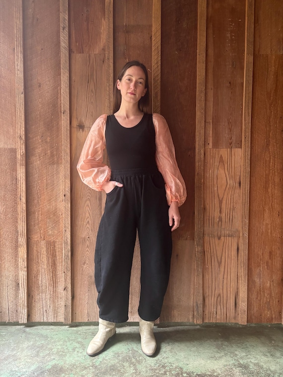 Peach iridescent translucent large puff sleeves o… - image 11