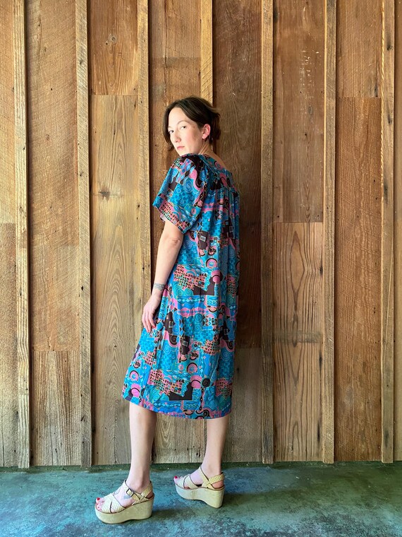 90s slinky abstract housedress - image 3