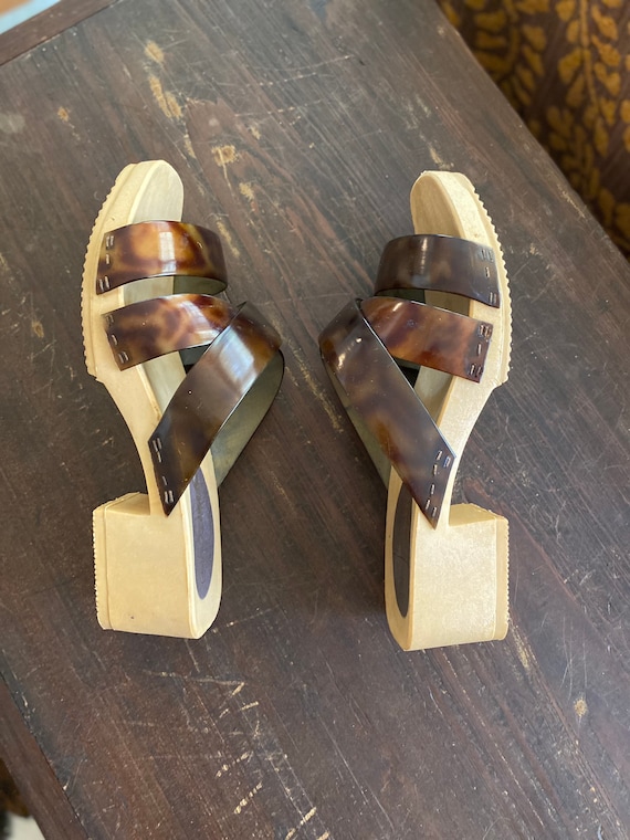 70s Romano Italian clogs with tortoise shell stra… - image 8