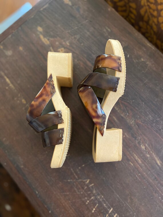 70s Romano Italian clogs with tortoise shell stra… - image 2