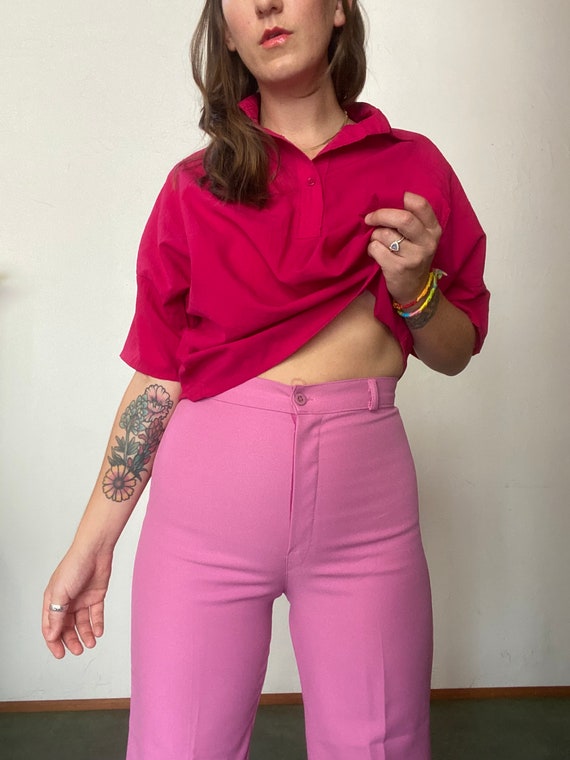 1970s Barbie pink polyester trousers - Size 12 - image 10