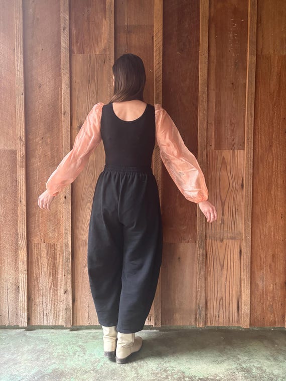 Peach iridescent translucent large puff sleeves o… - image 7