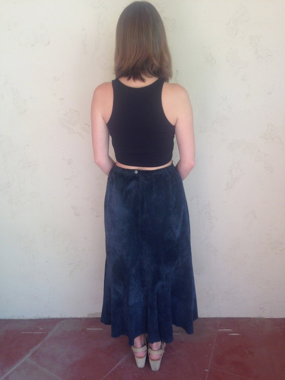 80s-90s black leather butter-soft high waisted sk… - image 2