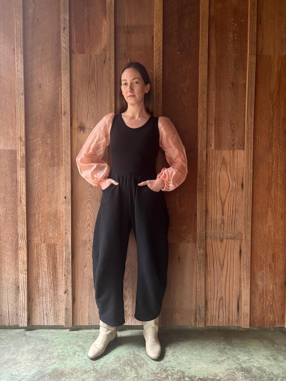 Peach iridescent translucent large puff sleeves o… - image 13