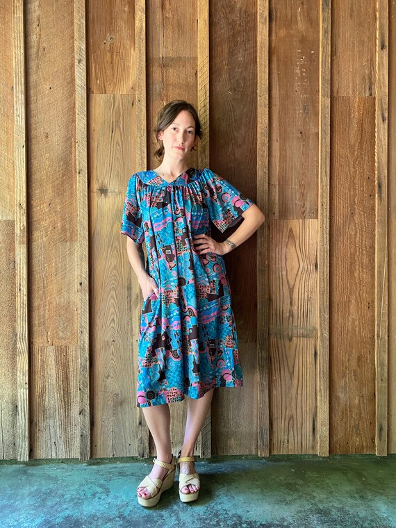 90s slinky abstract housedress - image 9