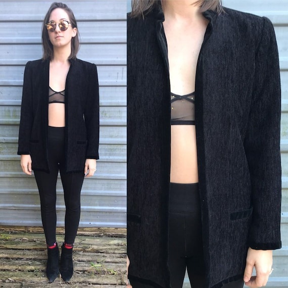 early 80s Emanuel Ungaro black ribbed fitted blaze