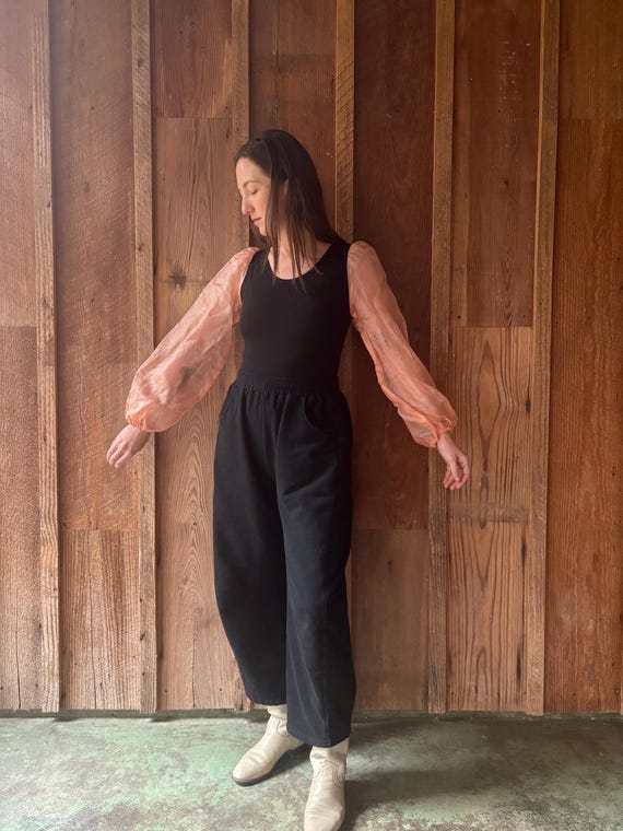 Peach iridescent translucent large puff sleeves o… - image 2