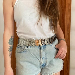 90s silver concho belt with elastic waistband 24&quot;-34&quot;