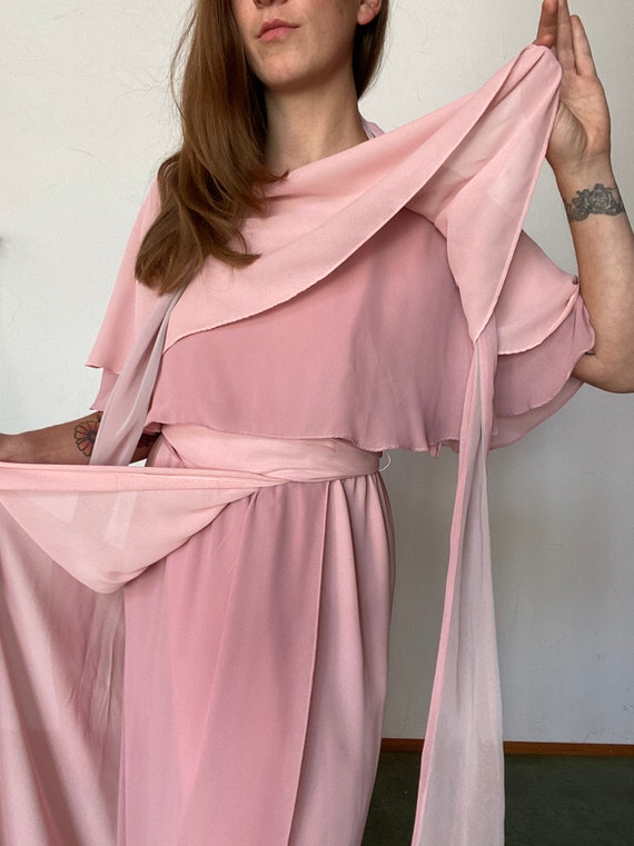 1960s Blush \u0026 Mauve Flowy Grecian Style 