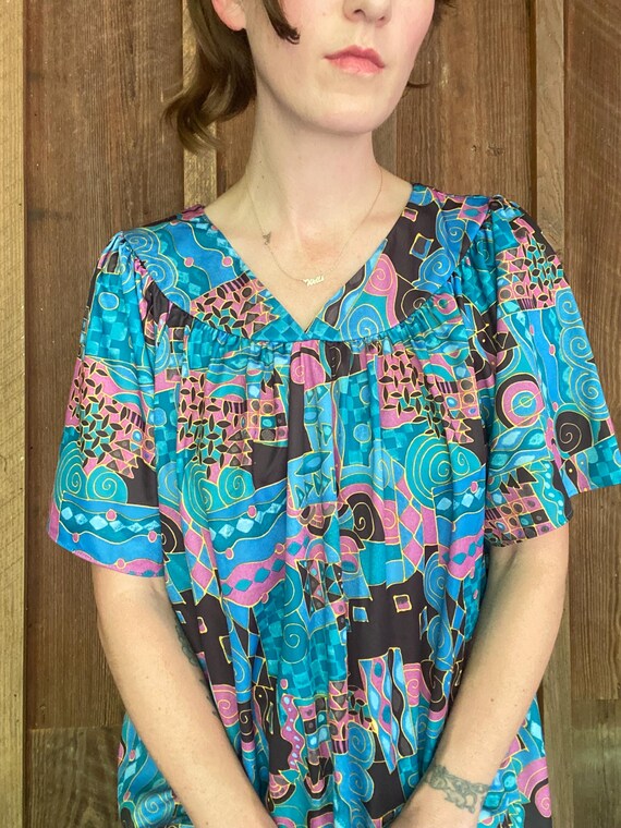 90s slinky abstract housedress - image 6