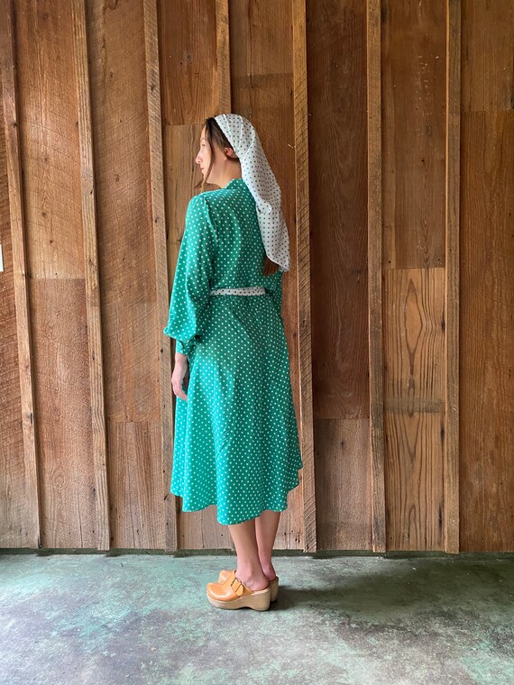 handmade green & white polka dot shirtdress w/ ma… - image 8