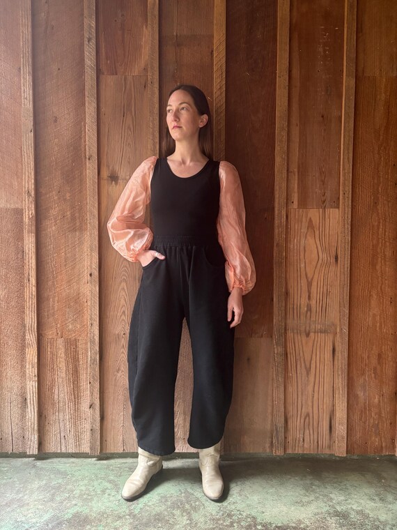 Peach iridescent translucent large puff sleeves o… - image 10