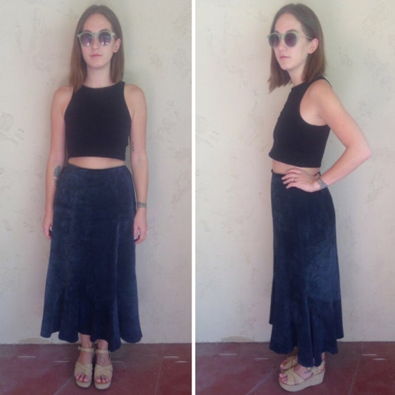 80s-90s black leather butter-soft high waisted sk… - image 1