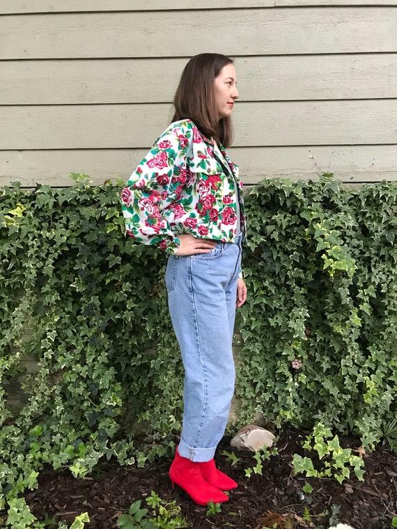 80s-90s Cropped White Denim Jacket W 
