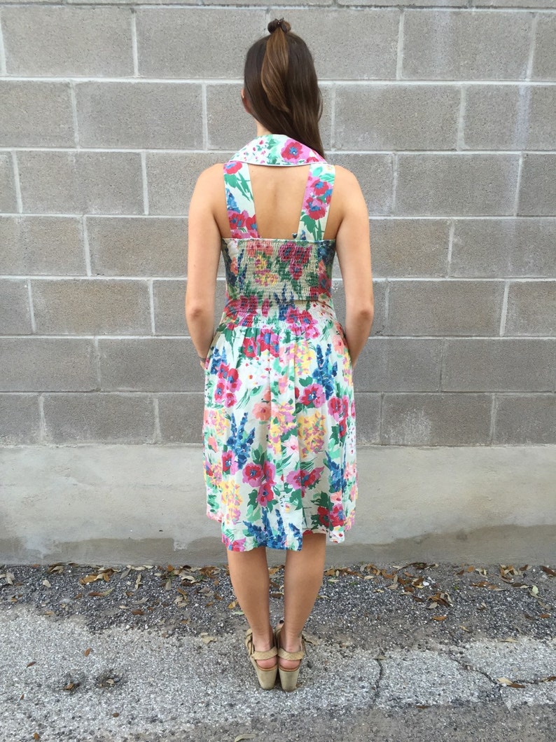 Painted Floral Sundress W/ Exposed Back | Etsy
