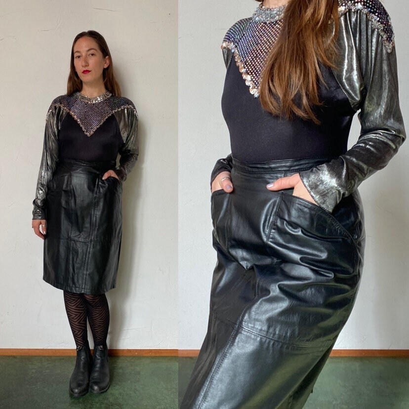 Pencil Leather Skirt Etsy
