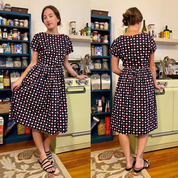 1950s polka dot day dress by Mode O' Day
