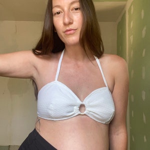 1960s handmade white &#39;pin-up&#39; style halter bikini top