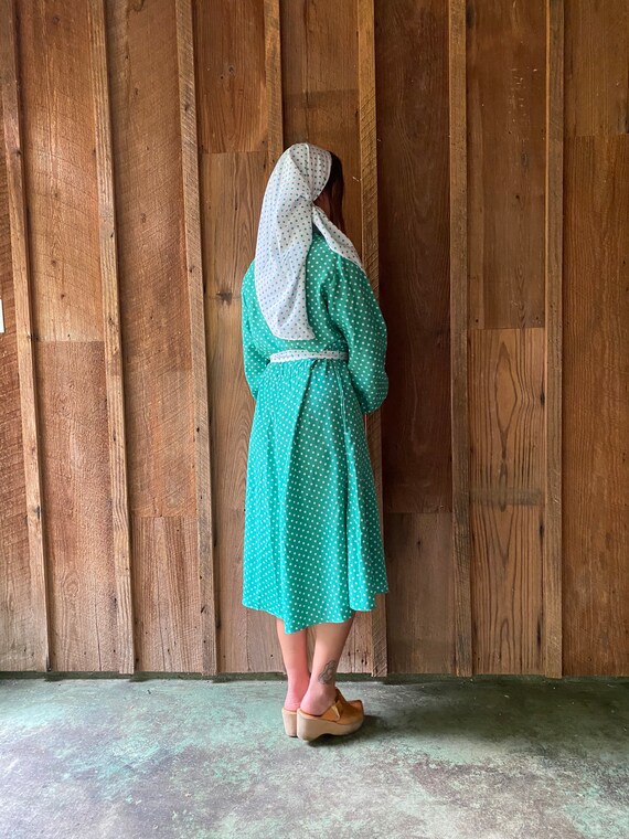 handmade green & white polka dot shirtdress w/ ma… - image 9