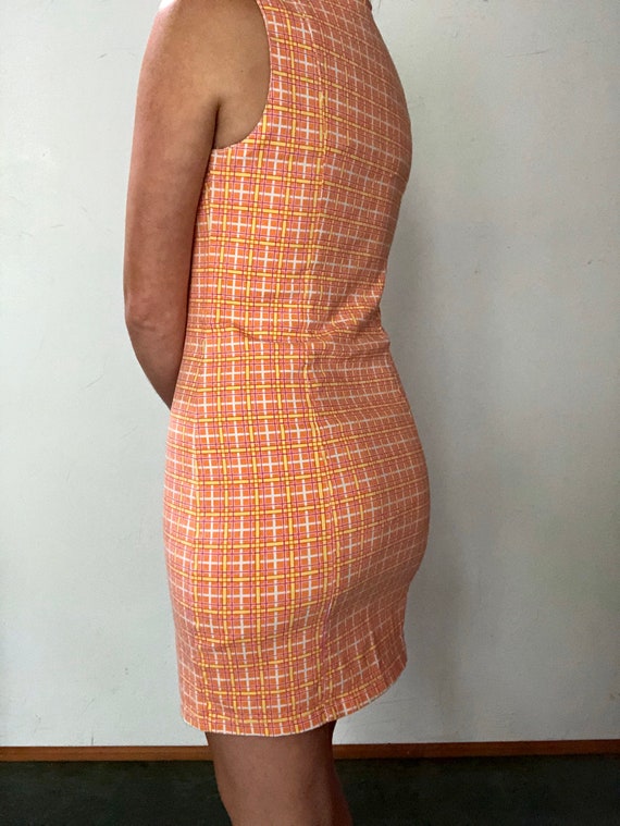 90s does 60s MOD zipper front plaid mini dress - image 3