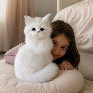 Peluche realistico di gatto / Simulazione interattiva di gattino / Morbido animale di peluche / Regalo per bambini, adulti e anziani / Compagno d'arredo