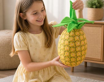 Pelúcia de Abacaxi | Pelúcia de Fruta | Almofada de Pelúcia Fofa em Formato de Fruta | Brinquedo de Pelúcia para Brincar de Cozinha | Almofada Decorativa Macia para Presente