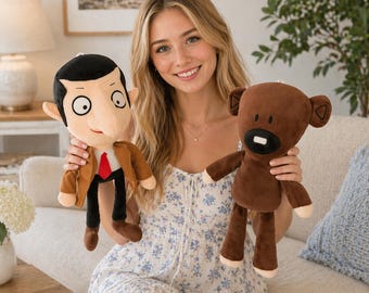 Urso de Pelúcia Mr. Bean | Boneco de Pelúcia de Personagem de Comédia | Bicho de Pelúcia de Personagem de Filme | Urso de Pelúcia Marrom Fofo | Urso de Pelúcia Mr. Bean