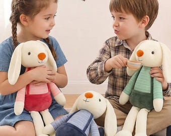 Coelho de Pelúcia com Orelhas Compridas | Animal de Pelúcia Macio com Orelhas Compridas | Boneco Coelho Kawaii Fofo | Coelho de Pelúcia Macio com Orelhas Compridas | Almofada de Coelho de Pelúcia Macia