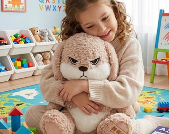 Pelúcia Coelho Rabugento | Coelho de Pelúcia Bravo | Pelúcia Kawaii Coelho Rabugento | Presente para Decoração de Quarto de Bebê | Boneco Coelho Rabugento de Algodão Macio
