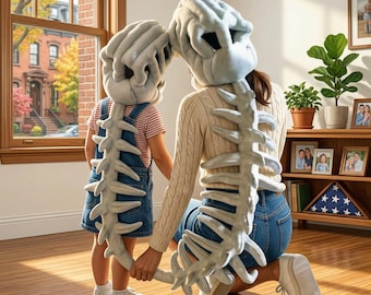 Dinosaur Skeleton Costume Plush Set | Funny Dino Headgear Outfit | Kids Dress Up Costume | Unique Gift Idea | Cosplay Dinosaur Suit