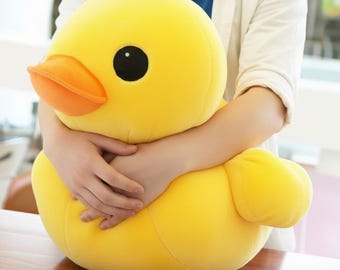 Patinho de Pelúcia Amarelo Fofo | Patinho de Pelúcia Kawaii Macio | Almofada de Pelúcia de Pássaro de Desenho Animado | Decoração Aconchegante para o Quarto | Ideia de Presente
