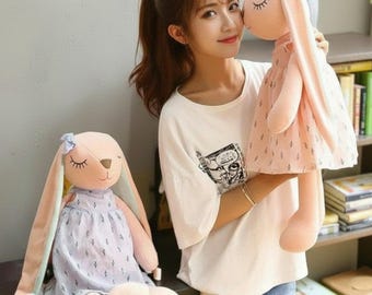 Coelho de Pelúcia Fofo de 35 cm | Coelho de Pelúcia Macio | Boneco de Coelho Fofinho | Presente de Pelúcia para Crianças | Decoração Aconchegante para Quarto de Bebê