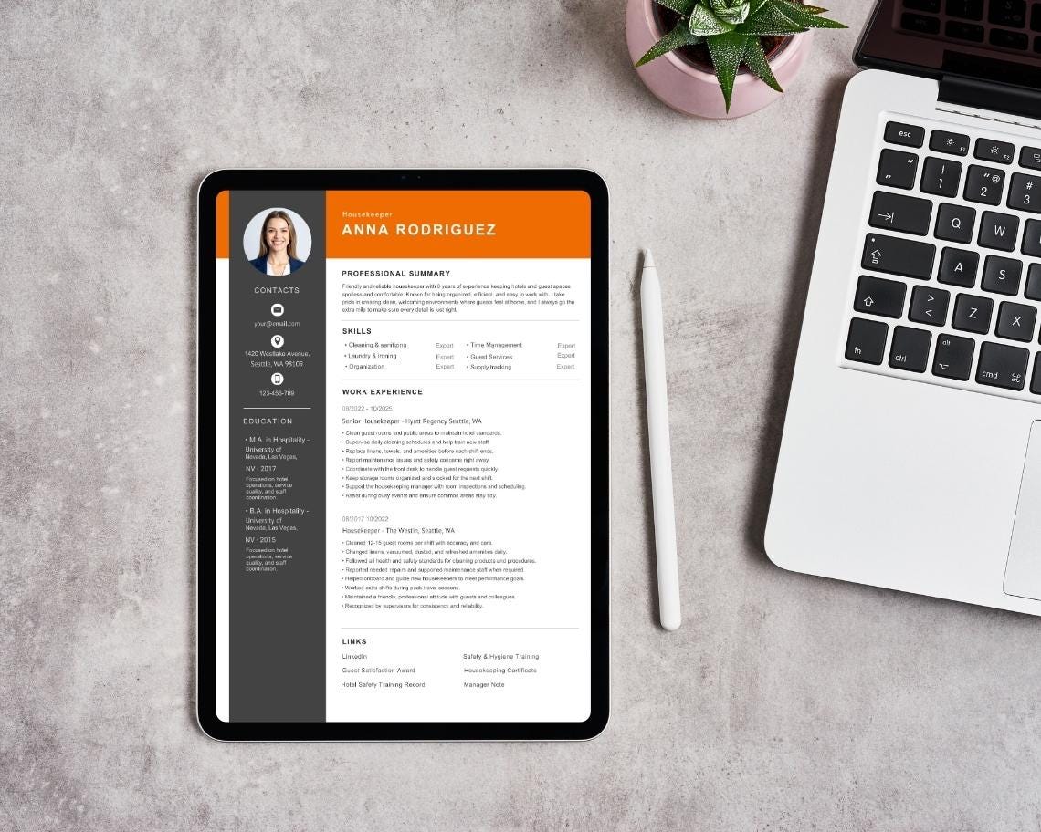 Resume Template Canva Editable, Minimalist ATS Friendly CV With Photo ...