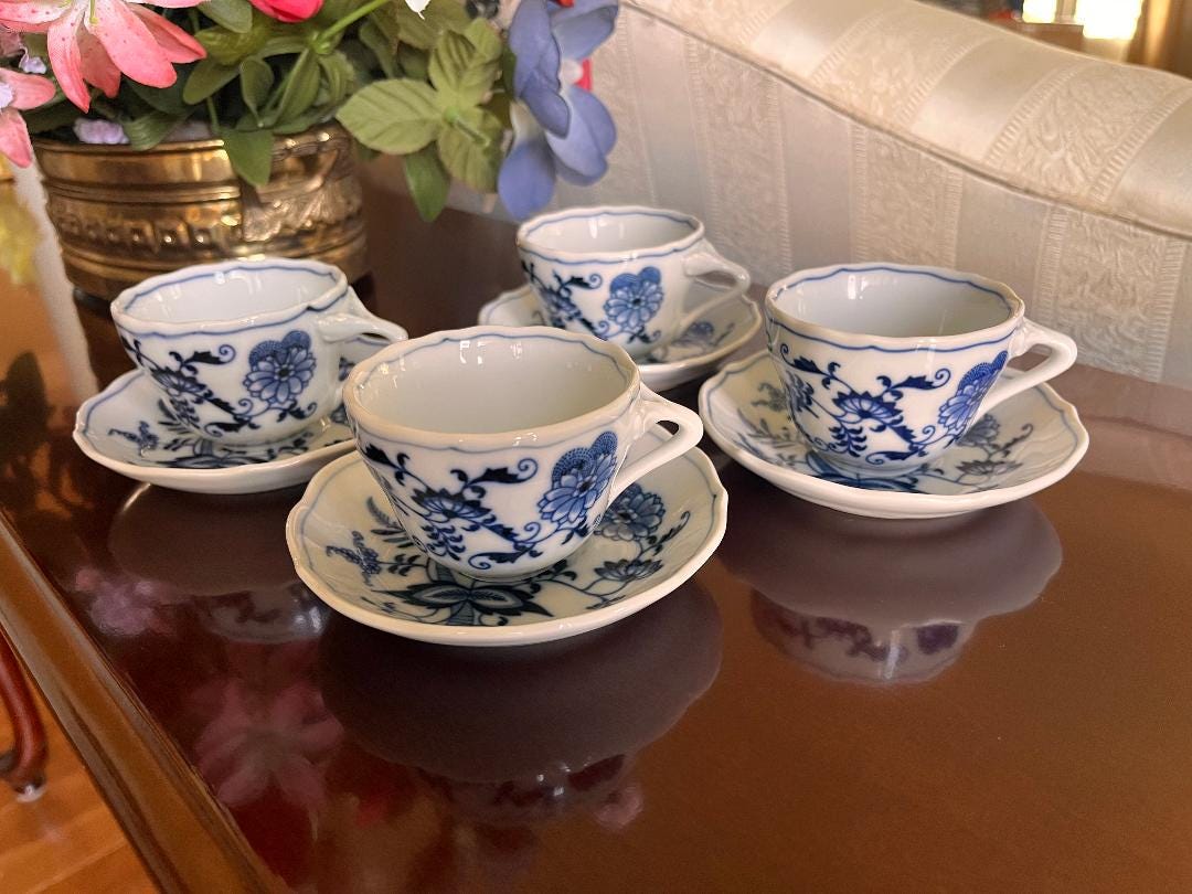 Small Blue Danube Tea Cups and Saucers (set of 4) - Etsy