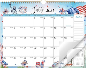 18-Month Wall Calendar 2026–2027, Animal Watercolor Art, Twin-Wire Bound, Holidays