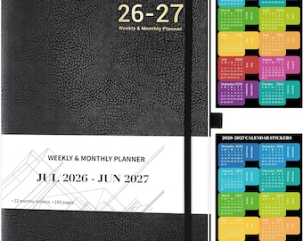 2026-2027 Weekly Monthly Planner, Leather Cover, Thick Paper (8.5x11)