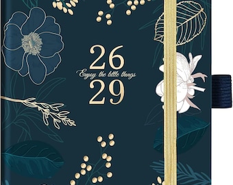 3-Year Pocket Planner 2026-2029, Floral Design, Monthly Calendar, Notes, Pen Loop