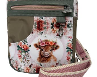 Highland cow sling messenger bag