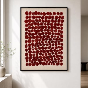 Affiche à motif abstrait rouge | Décoration murale neutre style Mid-Century