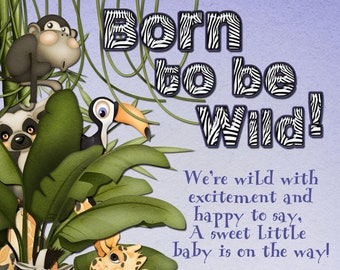 Jungle Baby Shower invitation, Born to be wild Baby shower invitation