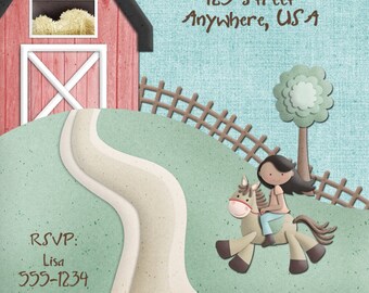 Horse Riding Birthday Party Invitation GIRL