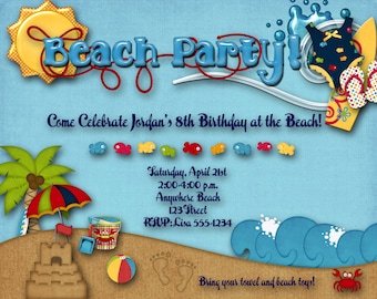 Beach Party Birthday Party Invitation