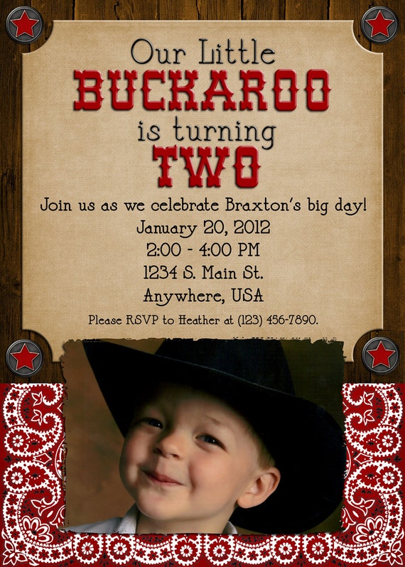 Cowboy Birthday Party Invitation Boy Girl Western Etsy