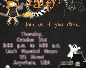 Halloween Party Invitation, Happy Halloween Party, Witch Party Invitation